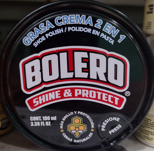 BOLERO GRASA COLOR NEGRO / BLACK SHOE SHINE - 2 DE 100ml (3.4oz) CADA UNO - ENVIO GRATIS