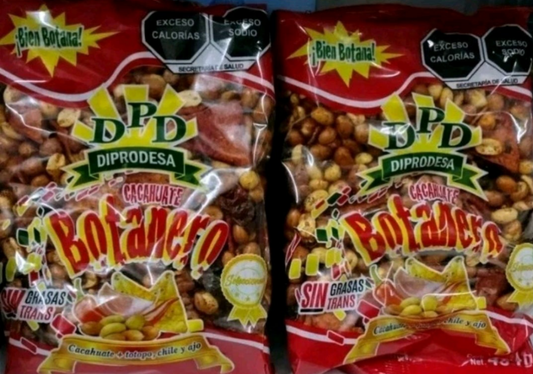 DPD CACAHUATE BOTANERO MEXICANO / HOT AND SPICY MEXICAN PEANUTS - 2 BAGS OF 454g EACH - FREE SHIPPING