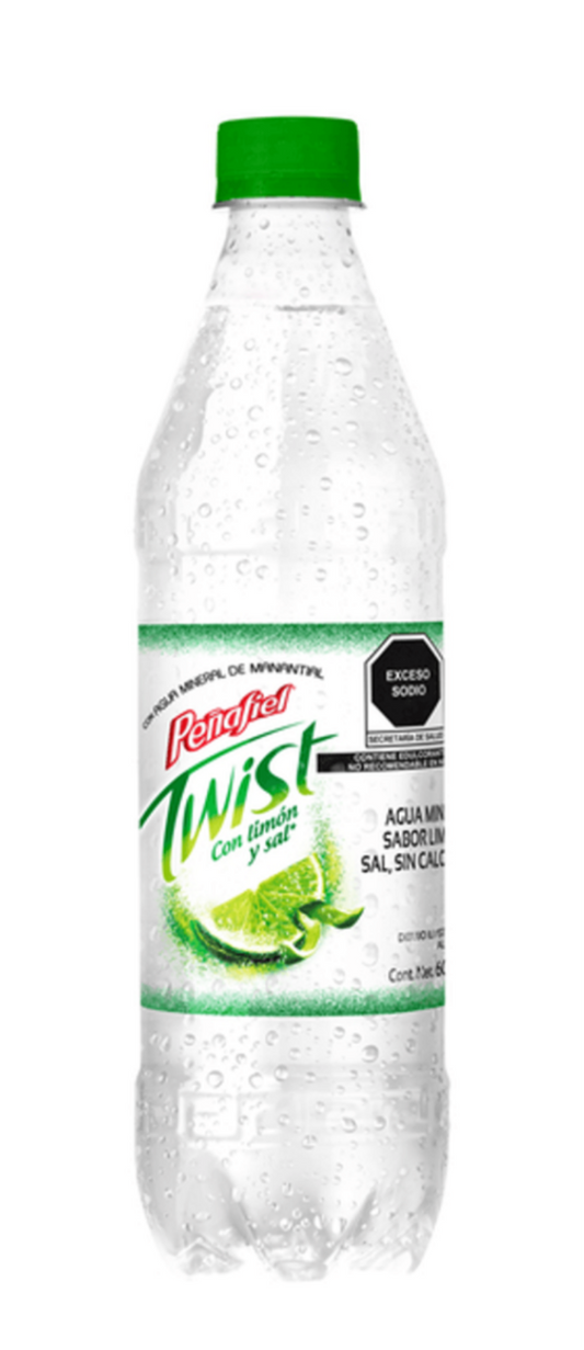 PENAFIEL AGUA MINERAL TWIST LIMON Y SAL / TWIST LIME AND SALT FLAVOR MINERAL WATER - 12 PACK 600ml EACH - FREE SHIPPING