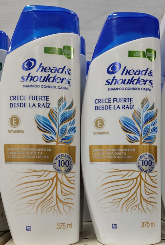 HEAD AND SHOULDERS CRECE FUERTE SHAMPOO  / STRONG GROWTH SHAMPOO - 2 FRASCOS DE 375ml C/U - ENVIO GRATIS