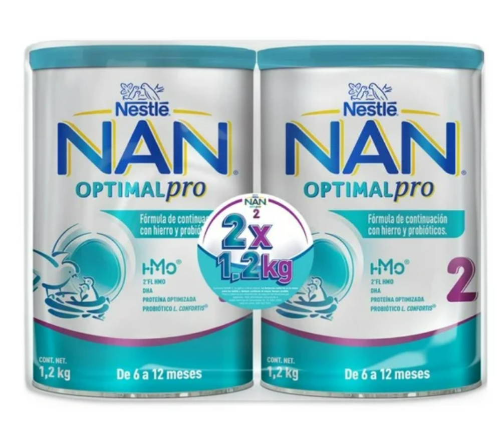 NESTLE NAN OPTIPRO 2 - 2 BIG CANS OF 42.3 OUNCES (1.2 KILOS) EACH - FREE SHIPPING