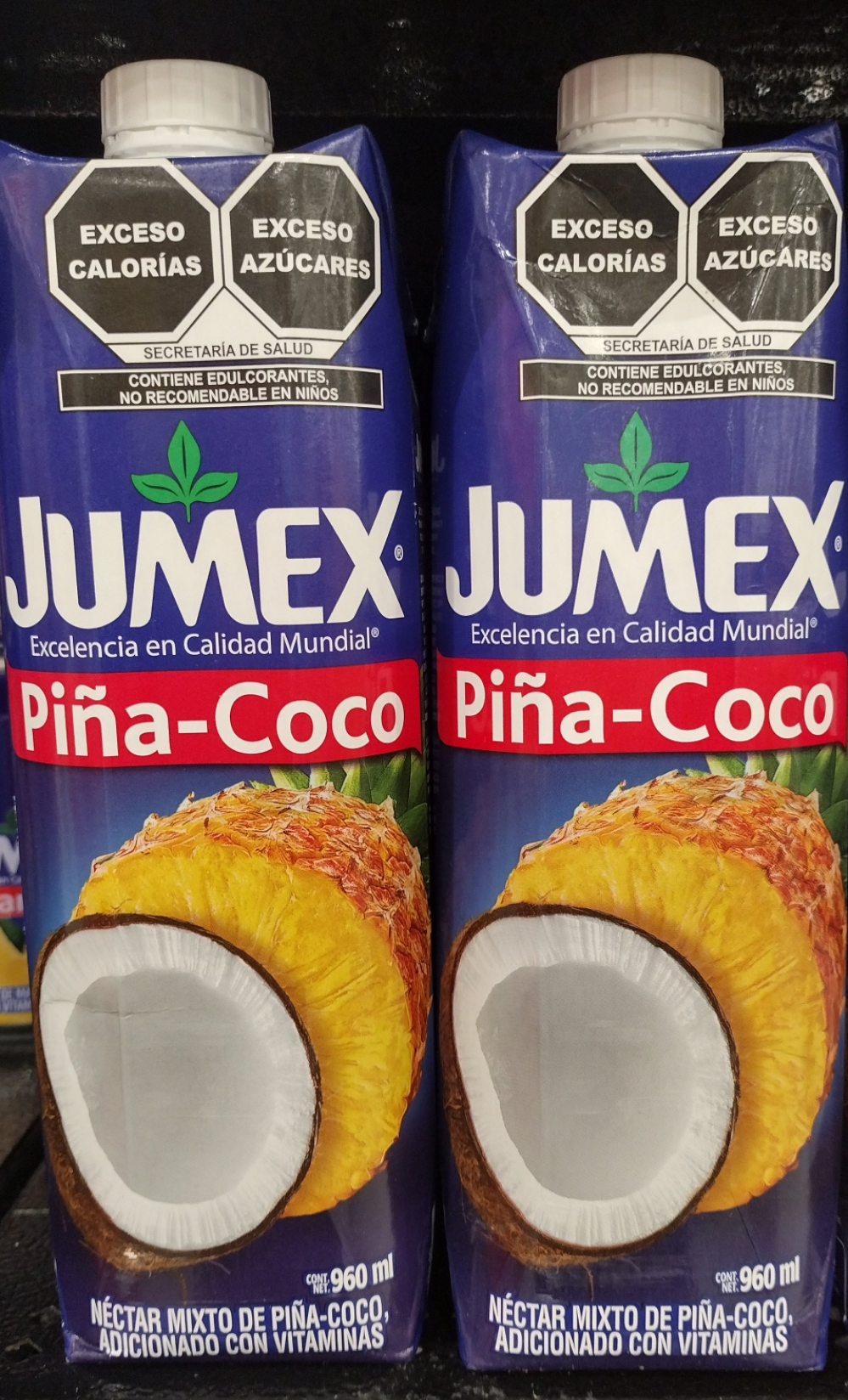 JUMEX PINEAPPLE - COCONUT JUICE ( JUGO SABOR PINA Y COCO ) - 4 CONTAINERS OF 32.5 OUNCES (960ml) EACH - FREE SHIPPING