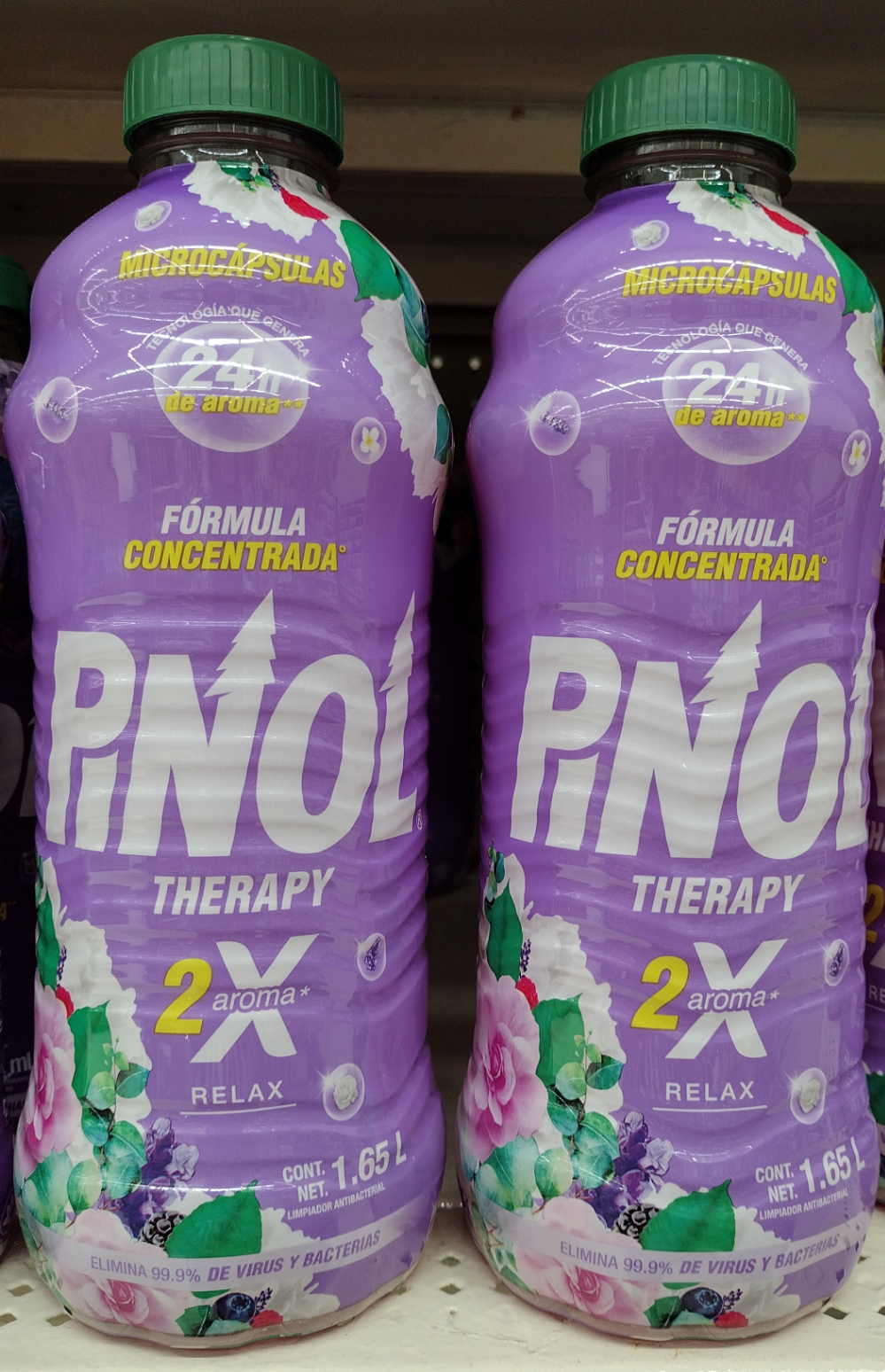 PINOL AROMAS THERAPY RELAX LIMPIADOR - HOUSEHOLD CLEANER - 2 BOTTLES OF 1.65 LITERS (56 ounces) EACH - FREE SHIPPING