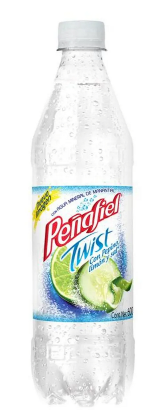 PENAFIEL AGUA MINERAL TWIST PEPINO LIMON Y SAL / TWIST CUCUMBER LEMON AND SALT FLAVOR MINERAL WATER - 12 PACK 600ml EACH - FREE SHIPPING