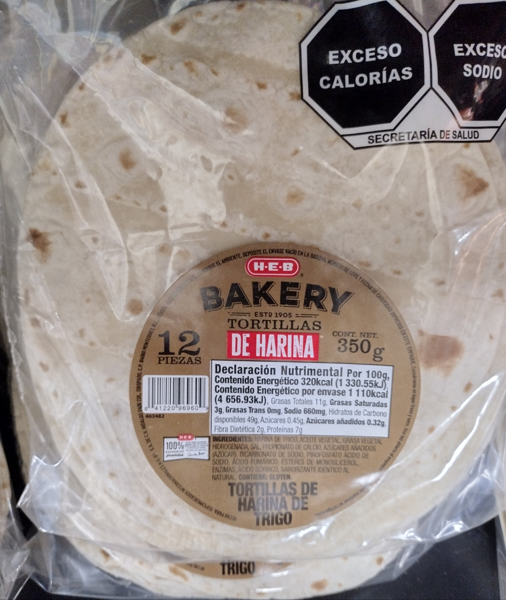 HEB FLOUR ( DE HARINA ) TORTILLAS - 3 PACKAGES OF 12 TORTILLAS EACH. - FREE SHIPPING