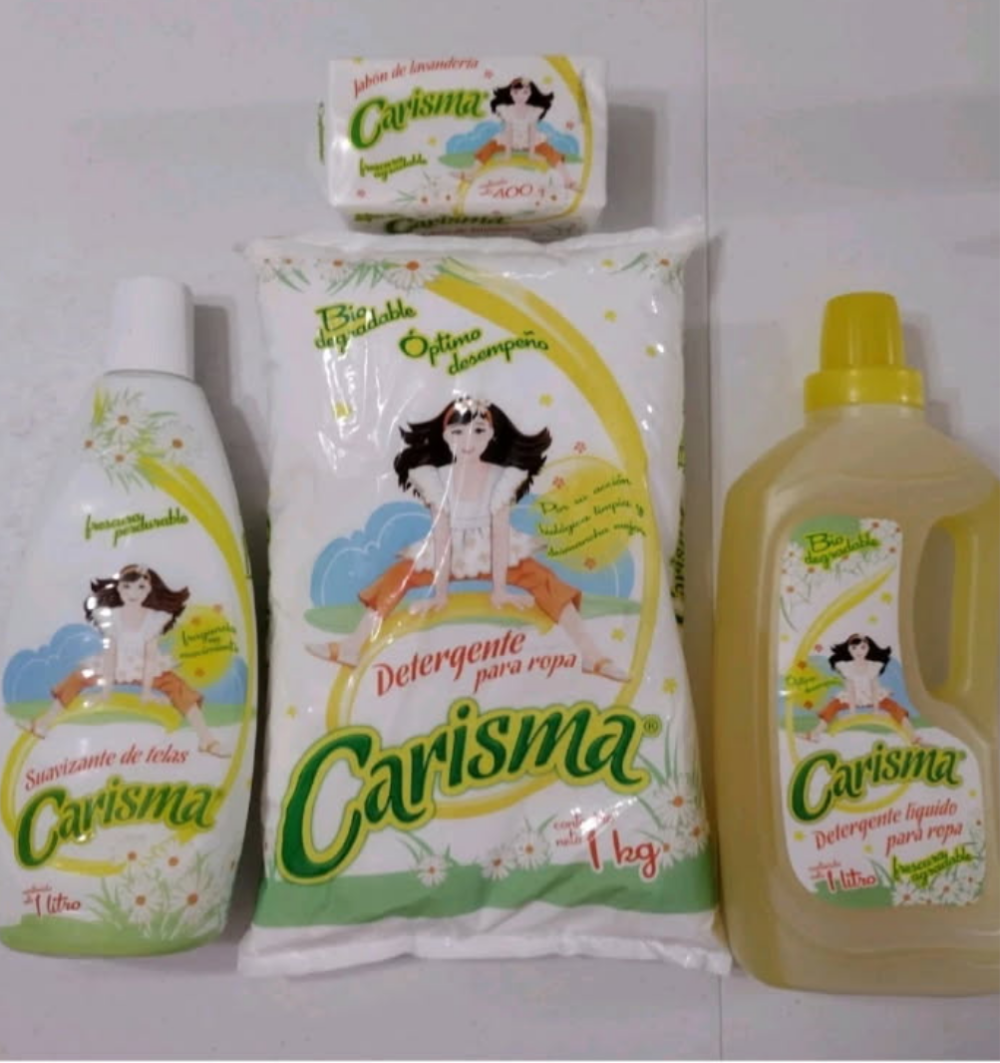4X CARISMA DETERGENTE LIQUIDO , 1 BOLSA DE POLVO , 1 SUAVIZANTE 1 JABON BARRA