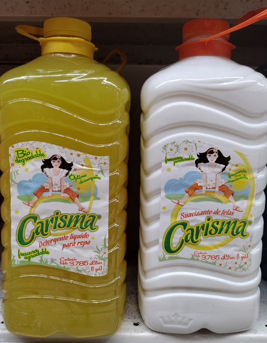CARISMA LIQUID DETERGENT AND  FABRIC SOFTENER / DETERGENTE EN LIQUIDO Y SUAVIZANTE - ONE BIG BOTTLE OF EACH OF 128 OUNCES (3.78 LITERS) - FREE SHIPPING