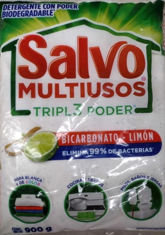 SALVO MULTISOS DETERGENTE EN POLVO  / MULTIUSE POWDER DETERGENT - 2 BAGS OF 32 OUNCES (900g) EACH - FREE SHIPPING