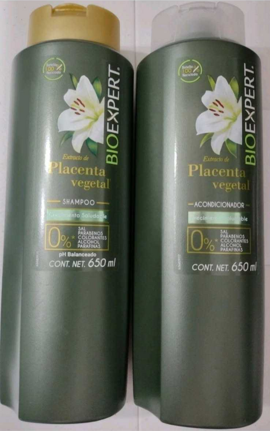 2X BIOEXPERT PLACENTA VEGETAL SHAMPOO Y ACONDICIONADOR - DE 650ml c/u ENVIO GRATIS