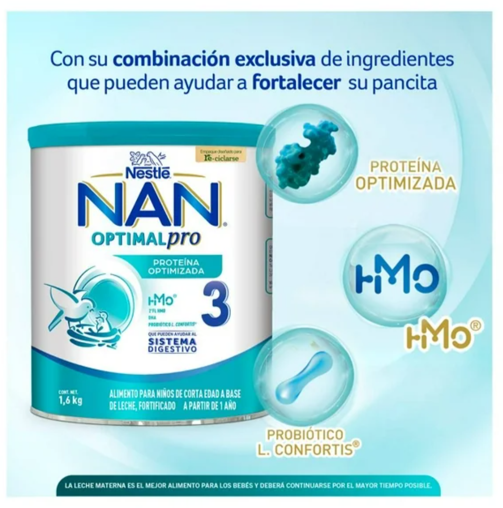 NESTLE NAN OPTIPRO 3 -  BIG CAN OF 56.4 OUNCES (1.6 KILOS) EACH - FREE SHIPPING