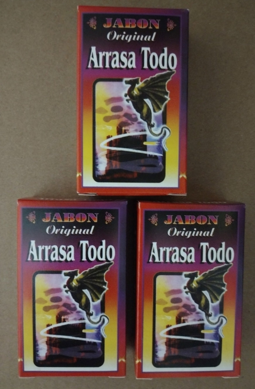 3X ARRASA CON TODO JABON ESOTERICO / RID ALL EVIL CLEANSING ESOTERIC SOAP - 3 Soaps of 90g Each - Free Shipping / Envio Gratis