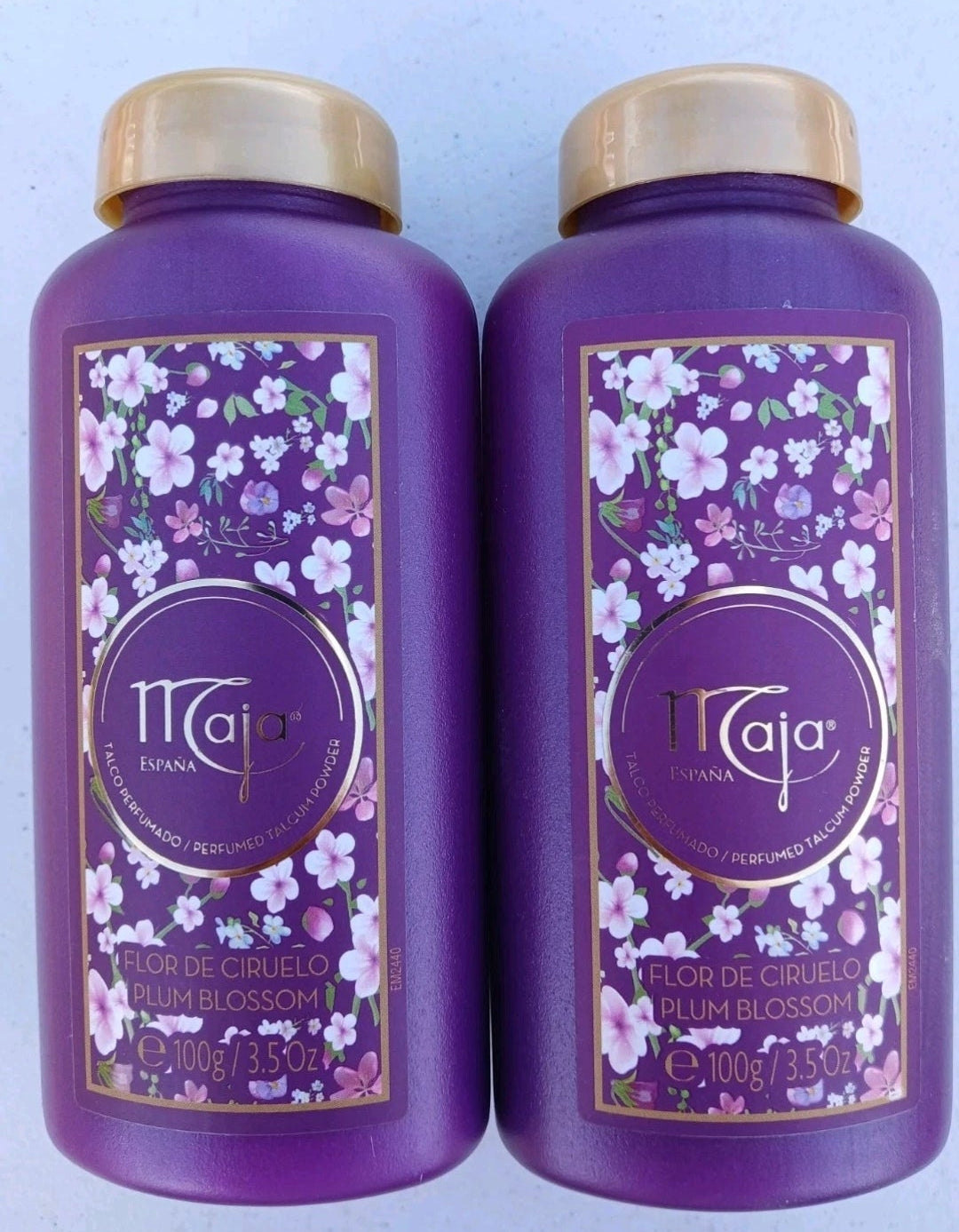 2X MAJA TALCUM POWDER  PLUM BLOSSOM  / FLOR DE CIRUELO TALCO - 2 CONTAINERS OF 100g EACH - FREE SHIPPING