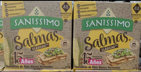 2X SALMAS CLASSIC BAKED WHITE CORN TORTILLA SQUARES / HORNEADAS CLASICAS DE MAIZ BLANCO - 2 BOXES OF 48 PACKETS EACH - FREE SHIPPING