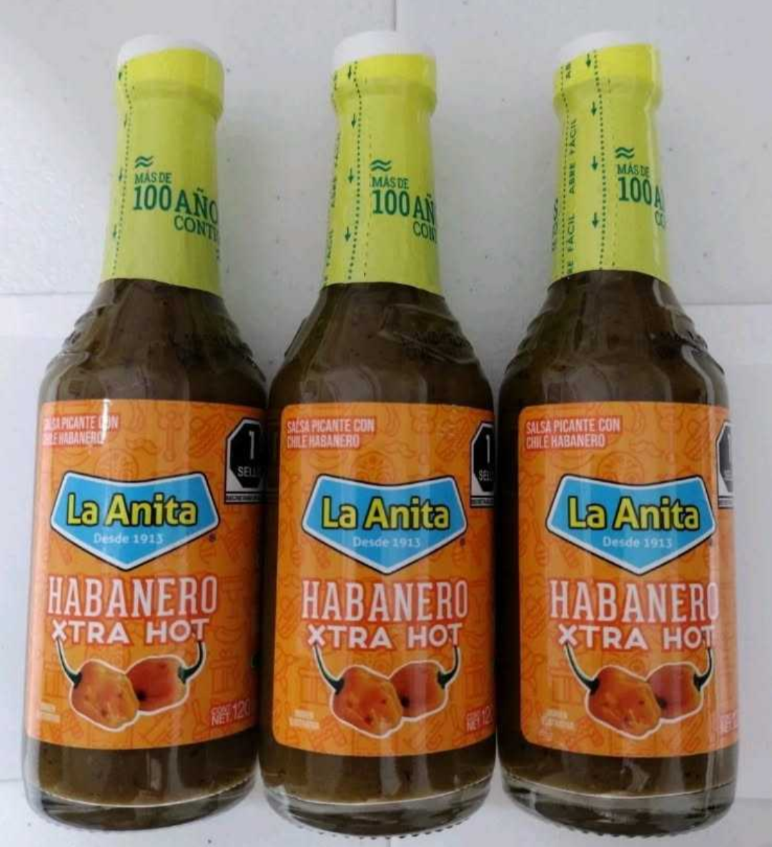 LA ANITA HABANERO EXTRA HOT SALSA MEXICAN SALSA - 3 BOTTLES OF 120ml EACH - FREE SHIPPING