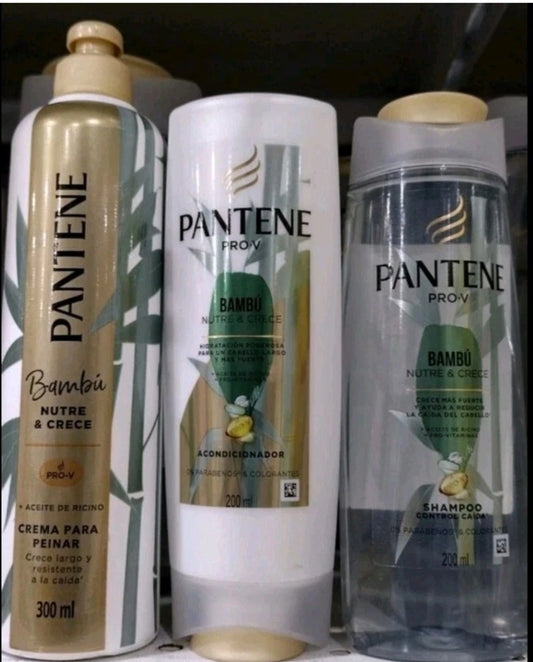 PANTENE BAMBU SHAMPOO , ACONDICIONADOR y CREMAPARAPEINAR / SHAMPOO ,CONDITIONER , AND HAIR CREAM - FREE SHIPPING