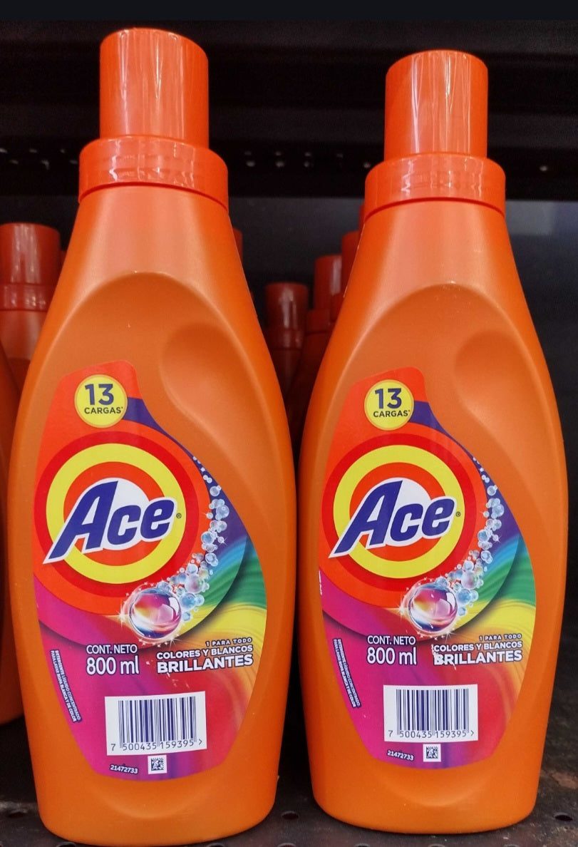 4X ACE DETERGENTE EN LIQUIDO ( LIQUID DETERGENT ) 4 FRASCOS DE 800ml (27 OUNCES) EACH - FREE SHIPPING (Copy)