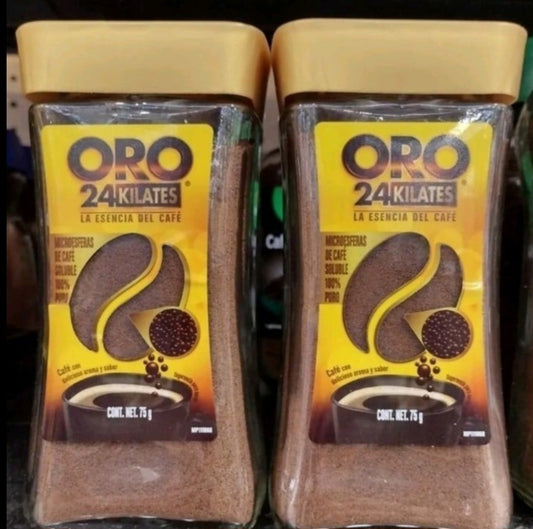 CAFE ORO 24 KILATES / 24 KARAT COFFEE - 2 JARS OF 75G EACH - FREE SHIPPING