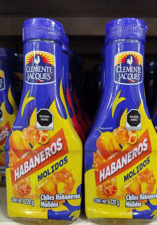 2X CLEMENTE JACQUES CHILE HABANERO MOLIDOS / CRUSHED HABANERO CHILI PEPPERS - 2 BOTTLES OF 220ml EACH - FREE SHIPPING