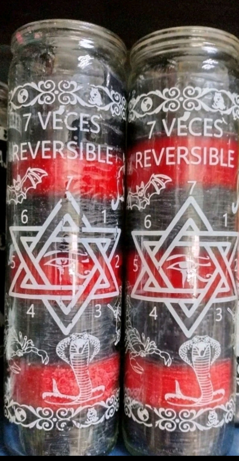 2X 7 VECES REVERSIBLE VELADORAS ESOTERICO DE VIDRIO / 7 TIMES REVERSIBLE GLASS ESOTERIC CANDLES - 2 CANDLES - ENVIO GRATIS / FREE SHIPPING