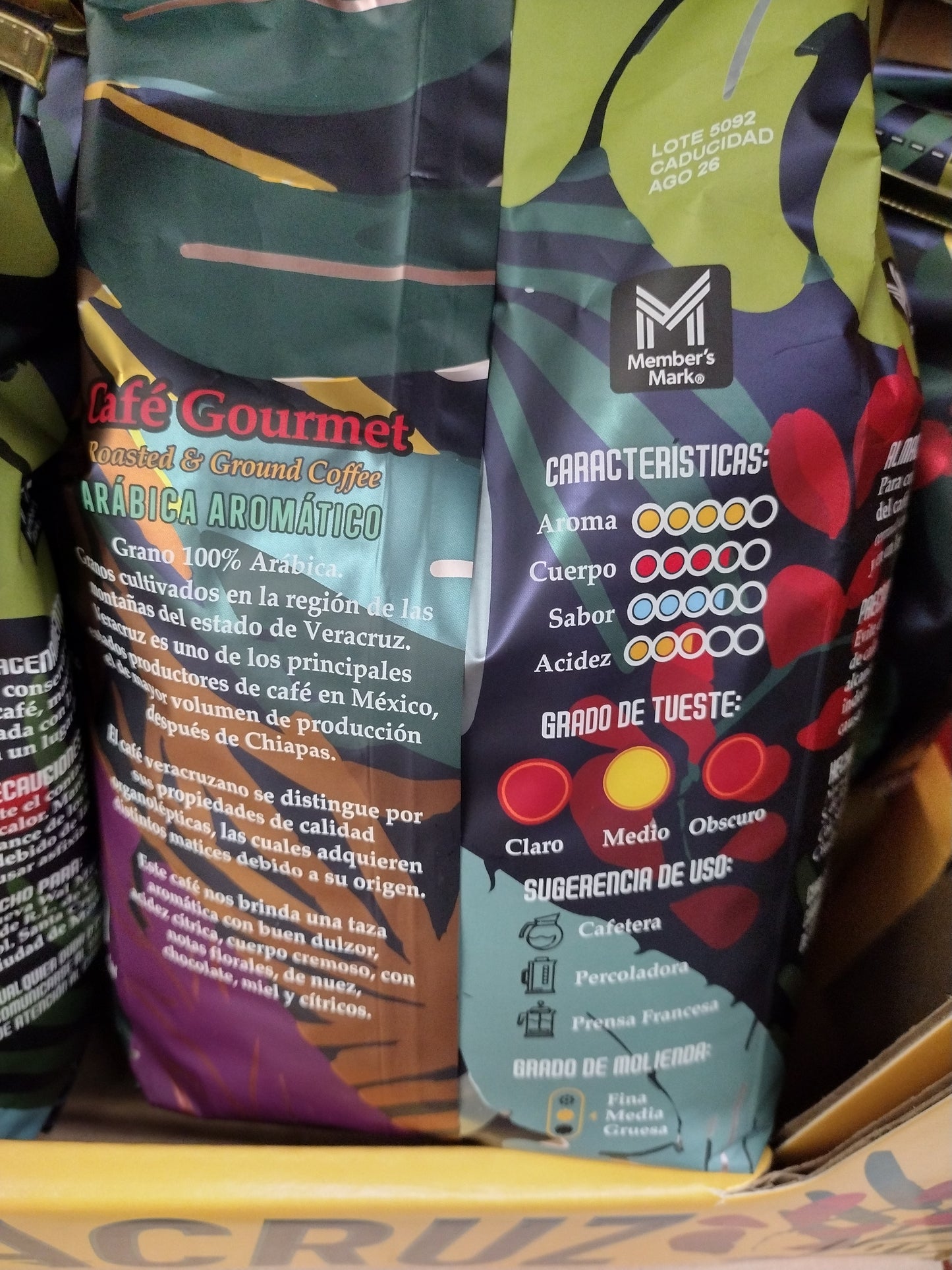 MEMBERS MARK GROUND ROASTED COFFEE FROM VERACRUZ, MEXICO / CAFE DE LAS MONTAÑAS DE VERACRUZ TUESTE MEDIO - BIG 1 KILO (35.3oz) BAG - FREE SHIPPING