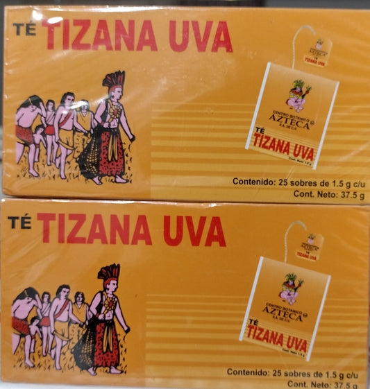 Azteca Tizana Uva Te (Grape Tea) - 2 Boxes of 25 Tea Bags Each - Free Shipping