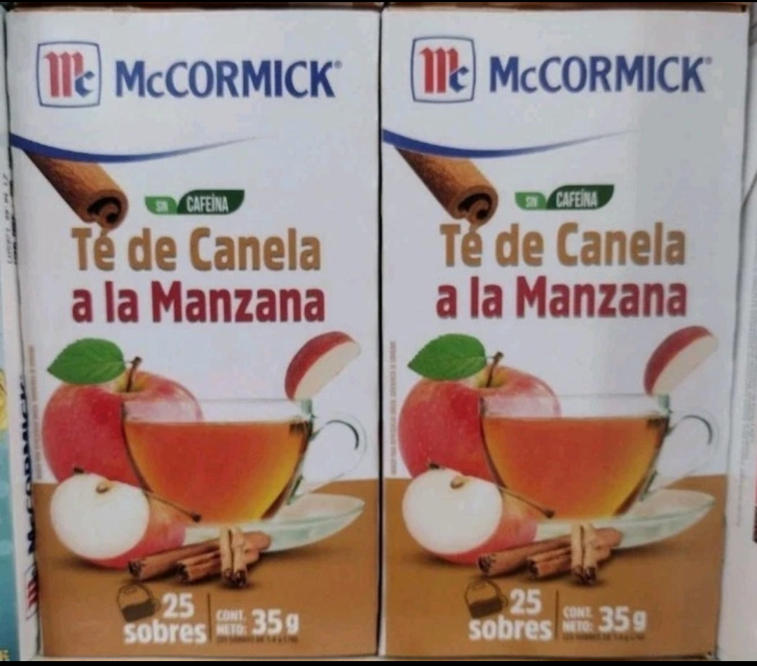 MCCORMICK TE CANELA Y MANZANA / CINNAMON APPLE TEA - 2 BOXES OF 25 BAGGIES EACH - FREE SHIPPING