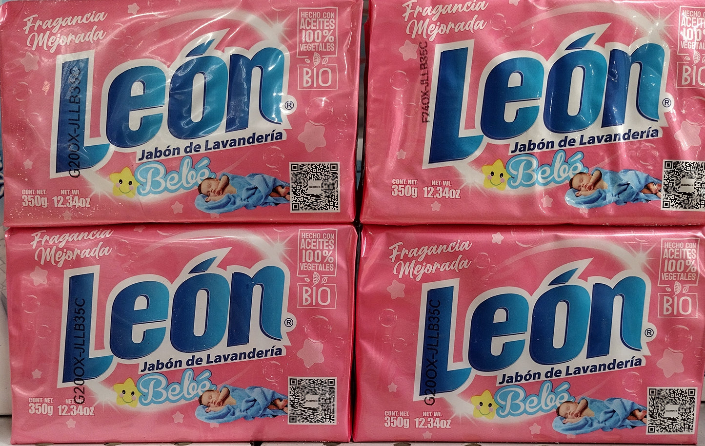 4X LEON JABON PARA LAVANDERIA BEBE / LAUNDRY SOAP BARS "BABY"- 4 BARS OF 350g EACH - FREE SHIPPING