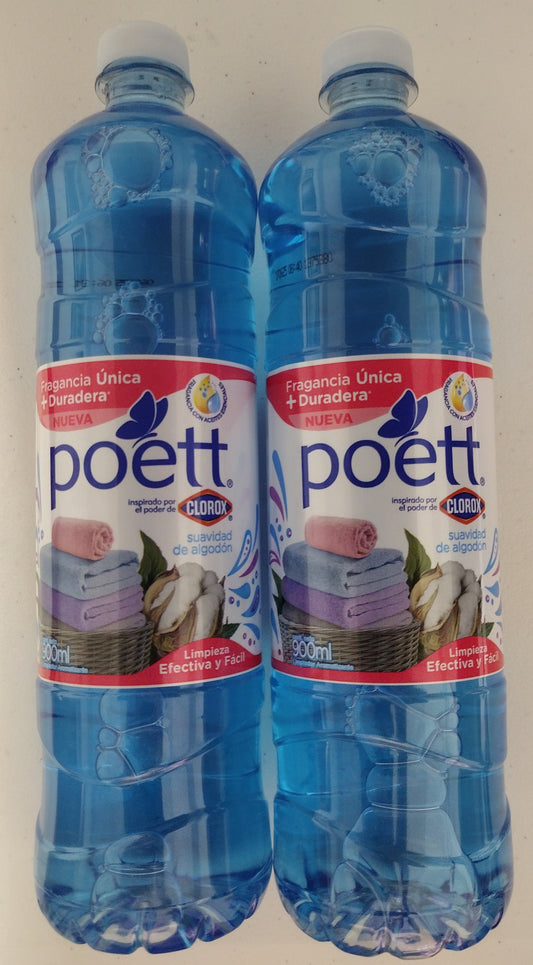 2X POETT SUAVIDAD DE ALGODON / SOFT COTTON SCENT CLEANSER - 2 BOTTLES OF 900ml EACH - FREE SHIPPING