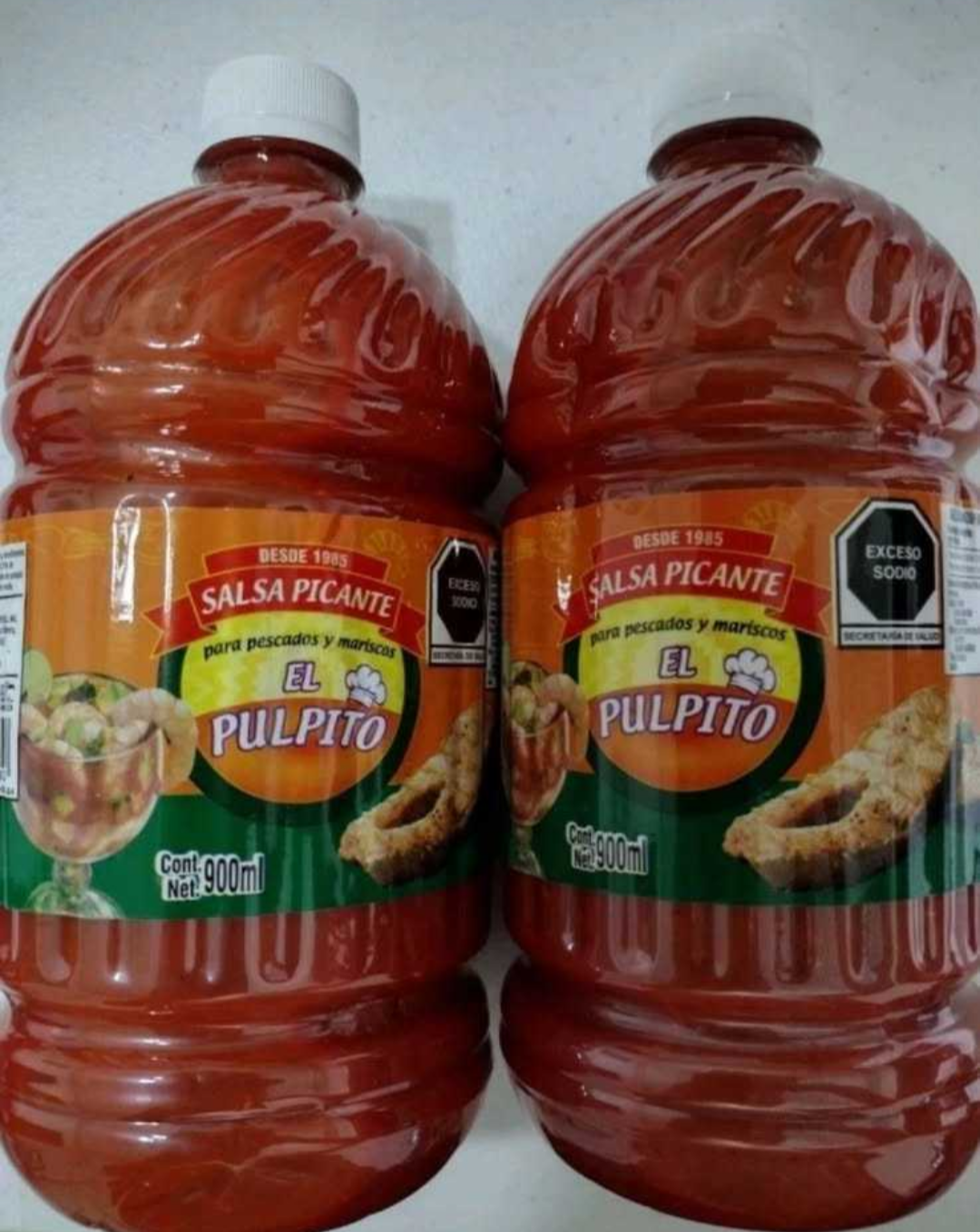 EL PULPITO PICANTE SALSA FOR SEAFOOD / MARISCOS - 2 BIG BOTTLES 30.4 OUNCES (900ml) EACH - FREE SHIPPING