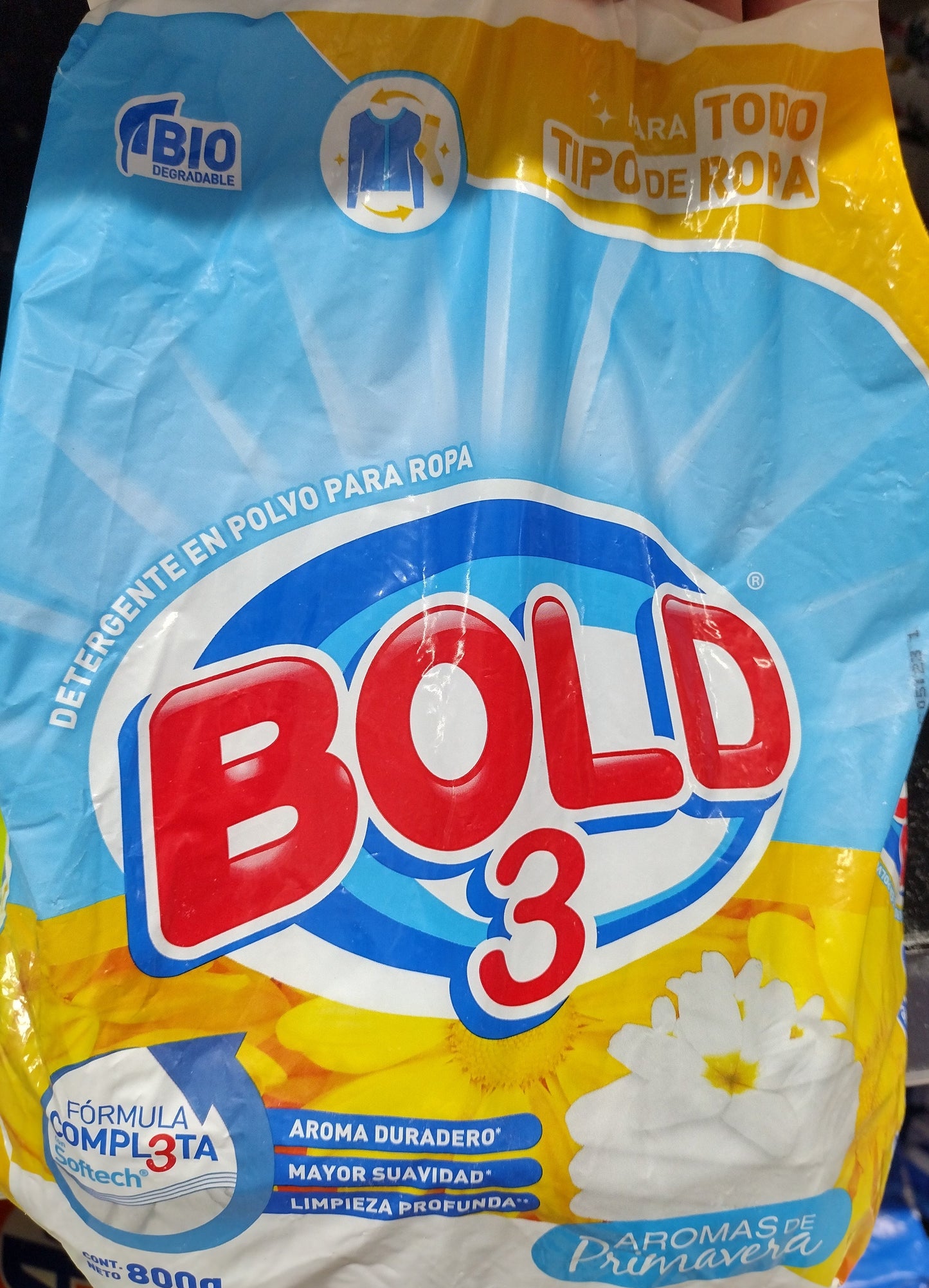 2X BOLD 3 DETERGENTE EN POLVO " AROMAS DE PRIMAVERA " ( SPRING SCENT DETERGENT POWDER ) 2 BOLSAS DE 800g (28.2 OUNCES) EACH - FREE SHIPPING