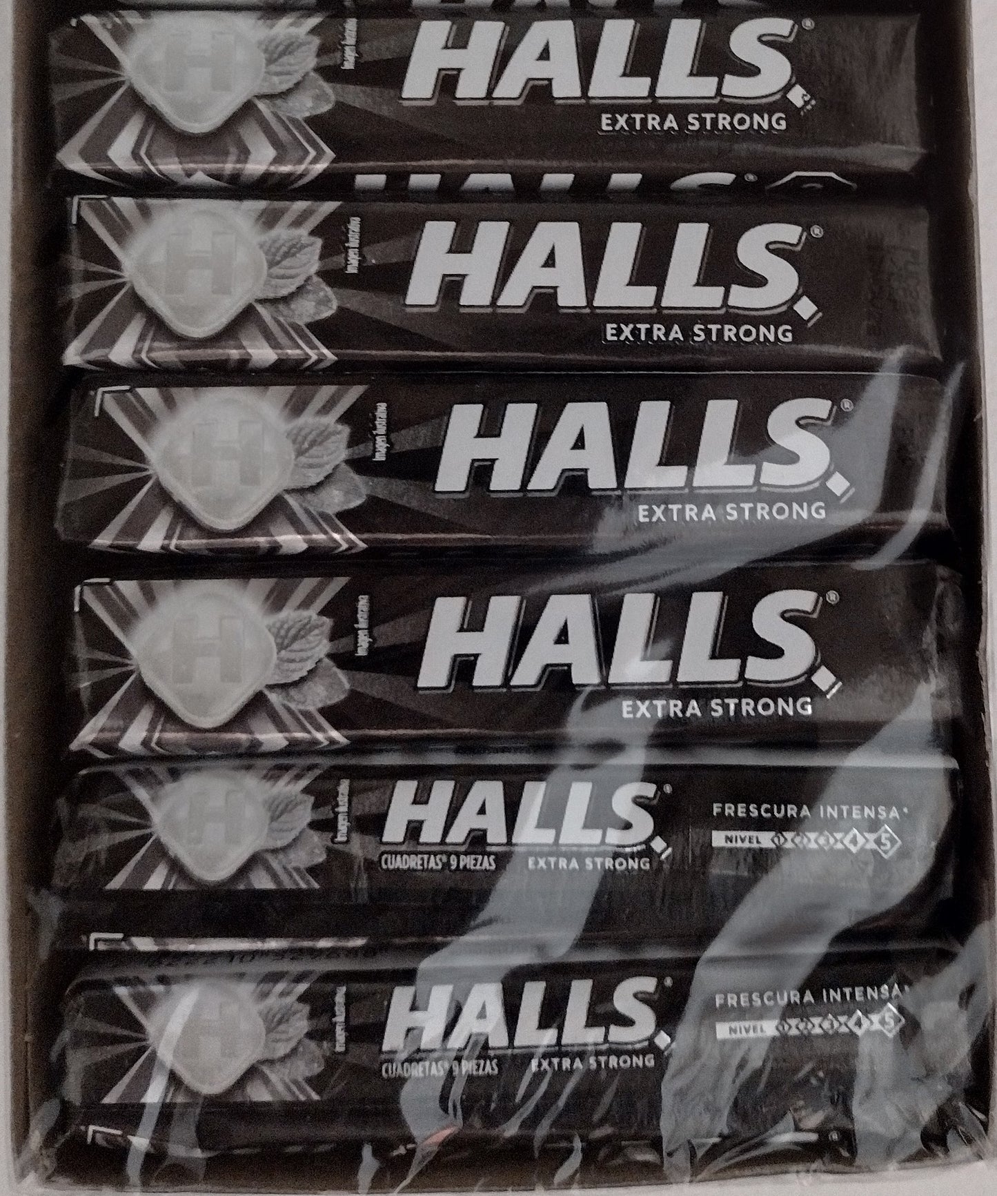 HALLS EXTRA STRONG INTENSE COUGH DROPS - BOX Of 18 ROLLS - FREE SHIPPING