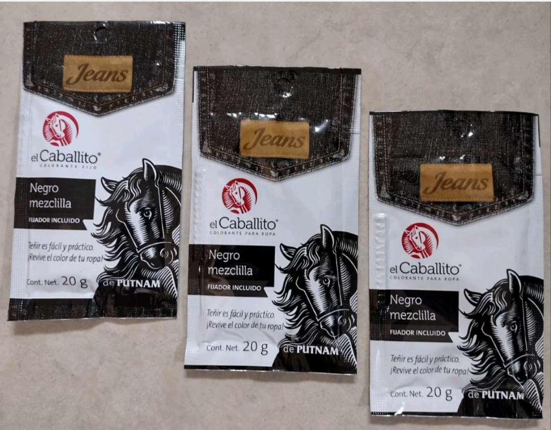 3x el caballito colorante negro mezclilla black jean dye - 3 sobres - envio gratis
