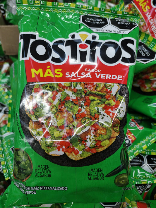 5X Tostitos Mas Salsa Verde Papas Chips / Mexican Chips Green Salsa Verde Flavor - 5 Bags of 49g Each - Free Shipping