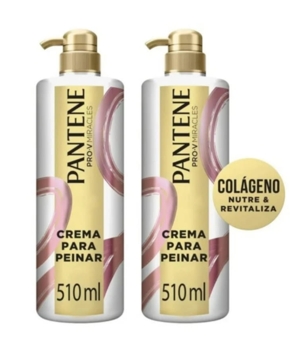 2X PANTENE COLLAGEN / COLAGENO CREMA PARA PEINAR - 2 BIG BOTTLES OF 510ml EACH ENVIO GRATIS