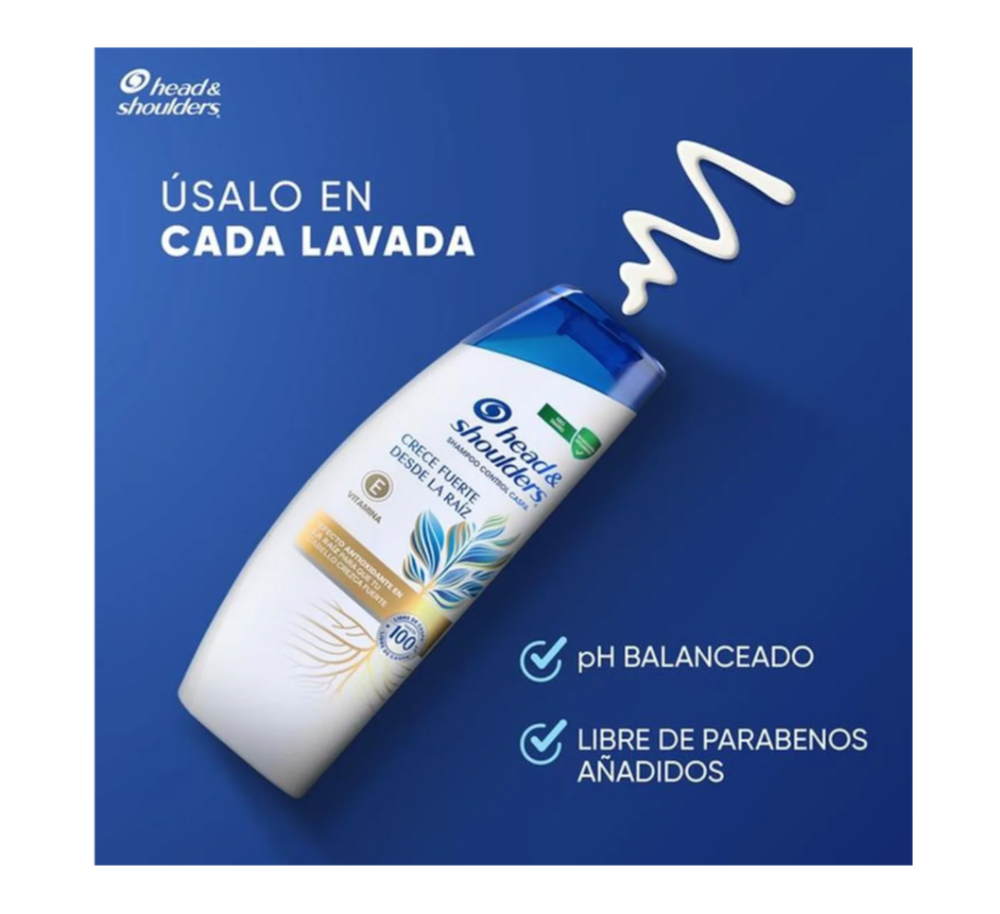 HEAD AND SHOULDERS CRECE FUERTE SHAMPOO  / STRONG GROWTH SHAMPOO - 2 FRASCOS DE 375ml C/U - ENVIO GRATIS