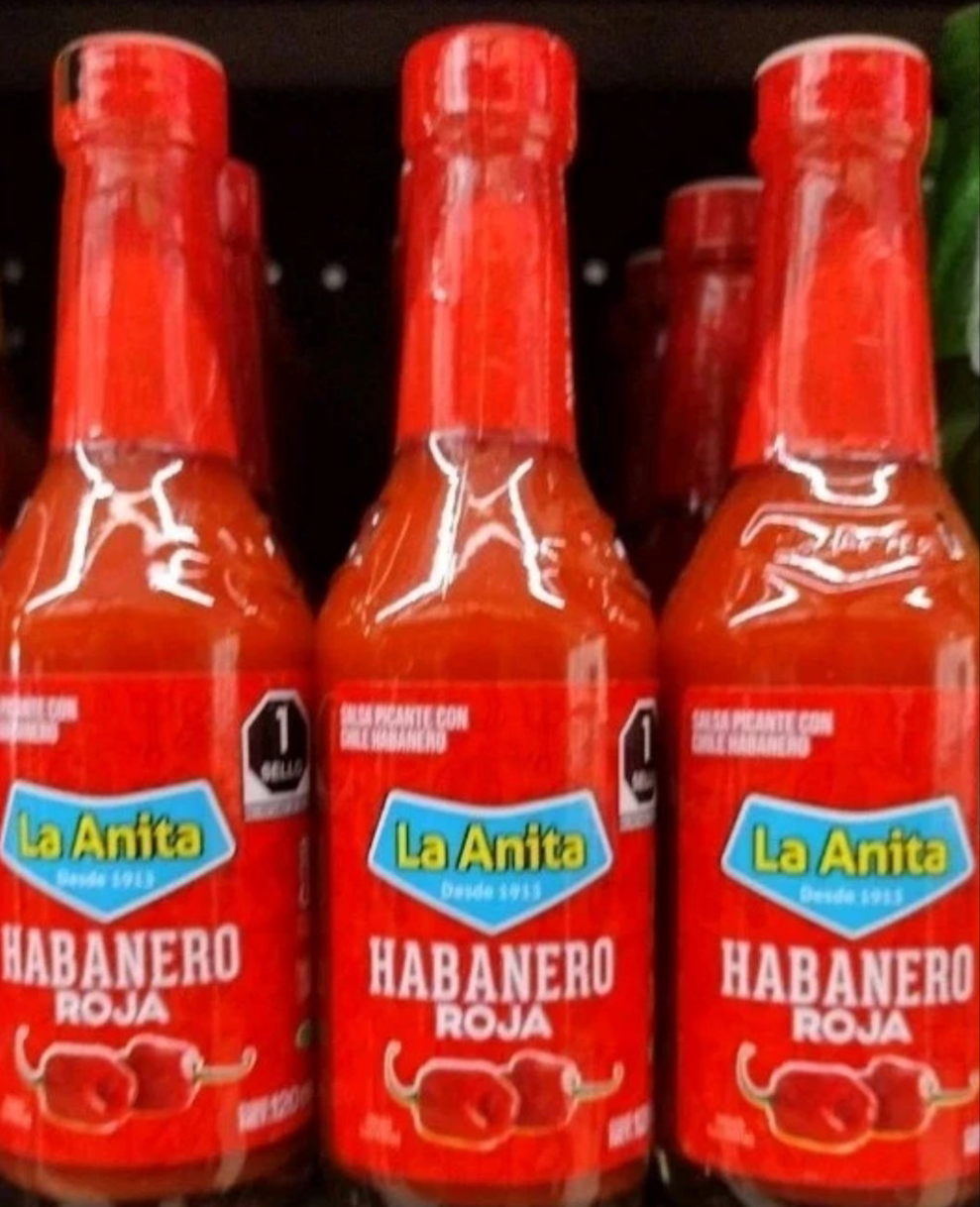 LA ANITA HABANERO ROJO SALSA MEXICANO / RED HABANERO MEXICAN SALSA - 3  BOTTLES OF 120ml EACH - FREE SHIPPING