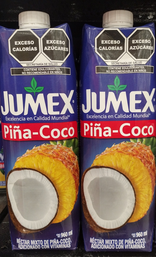 JUMEX PINEAPPLE - COCONUT JUICE ( JUGO SABOR PINA Y COCO ) - 4 CONTAINERS OF 32.5 OUNCES (960ml) EACH - FREE SHIPPING