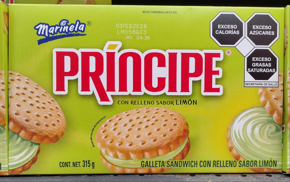 MARINELA PRINCIPE GALLETAS SABOR LIMON / LEMON FLAVOR COOKIES - BOX OF 315G - FREE SHIPPING
