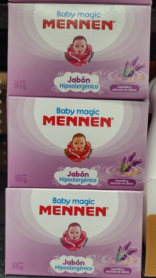 MENNEN JABON PARA BEBE HIPOALERGENICO LAVANDA Y AVENA / HYPOALLERGENIC BABY SOAP - 3 DE 90g CADA UNO - ENVIO GRATIS
