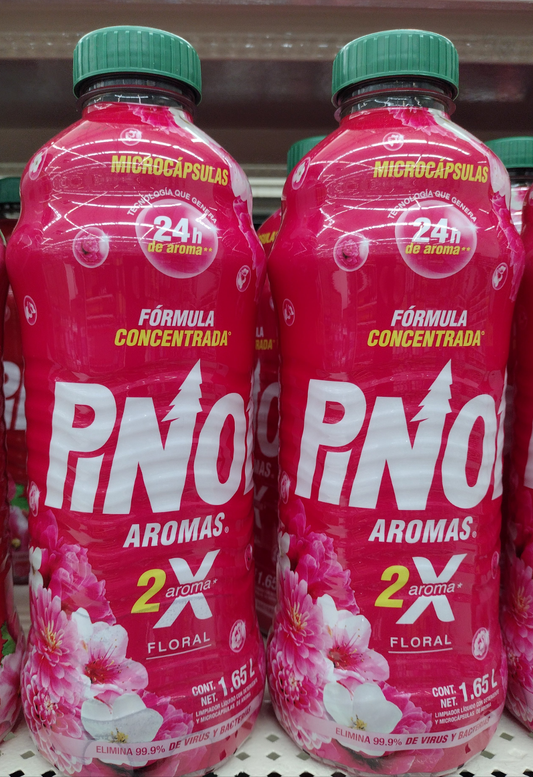 PINOL AROMAS FLORAL LIMPIADOR - FLORAL SCENT HOUSEHOLD CLEANER - 2 BOTTLES OF 1.65 LITERS (56 ounces) EACH - FREE SHIPPING