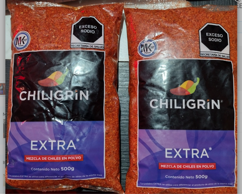 CHILIGRIN EXTRA MEZCLA DE CHILE Y POLVO - 2 BIG BAGS OF 500g (17.7 ounces) EACH - FREE SHIPPING