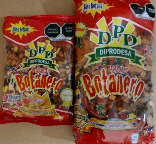 DPD CACAHUATE BOTANERO MEXICANO / HOT AND SPICY MEXICAN PEANUTS - ONE BIG 902g BAG AND ONE MEDIUM BAG OF 454g - FREE SHIPPING