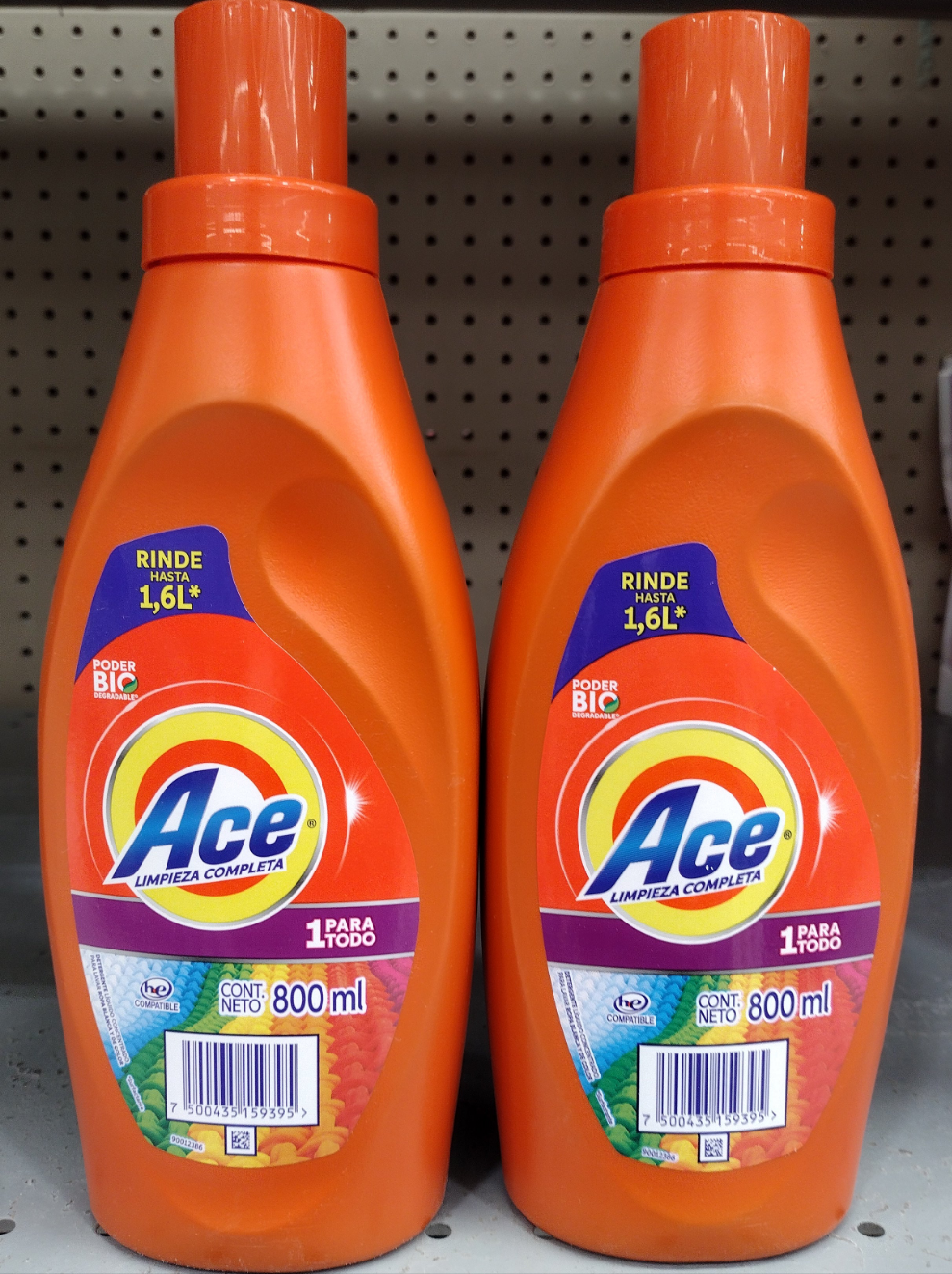 2X ACE DETERGENTE EN LIQUIDO ( LIQUID DETERGENT ) 2 FRASCOS DE 800ml (27 OUNCES) EACH - FREE SHIPPING