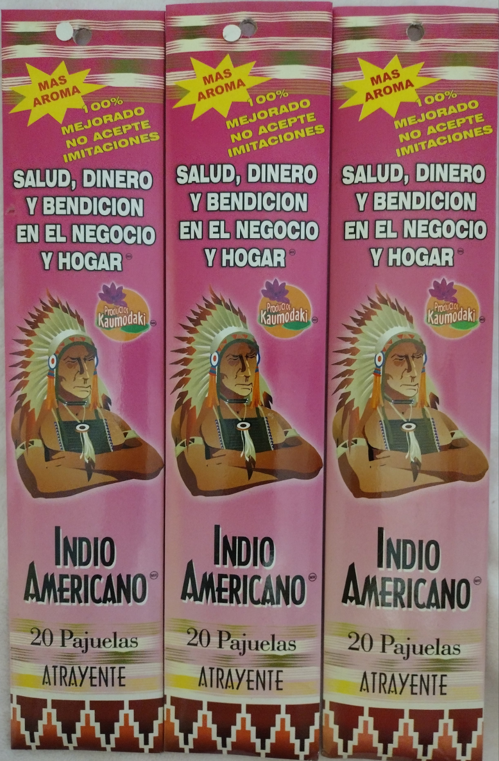 INDIO AMERICANO INCIENSO ATRAYENTE / INCENSE FOR ATTRACTION - 3 CAJAS DE 20 PAJUELAS C/U - ENVIO GRATIS