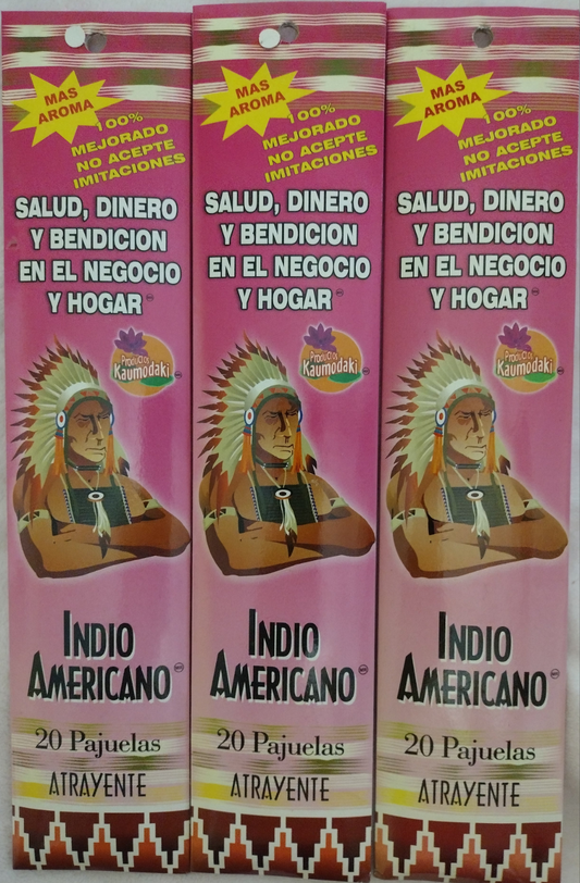INDIO AMERICANO INCIENSO ATRAYENTE / INCENSE FOR ATTRACTION - 3 CAJAS DE 20 PAJUELAS C/U - ENVIO GRATIS