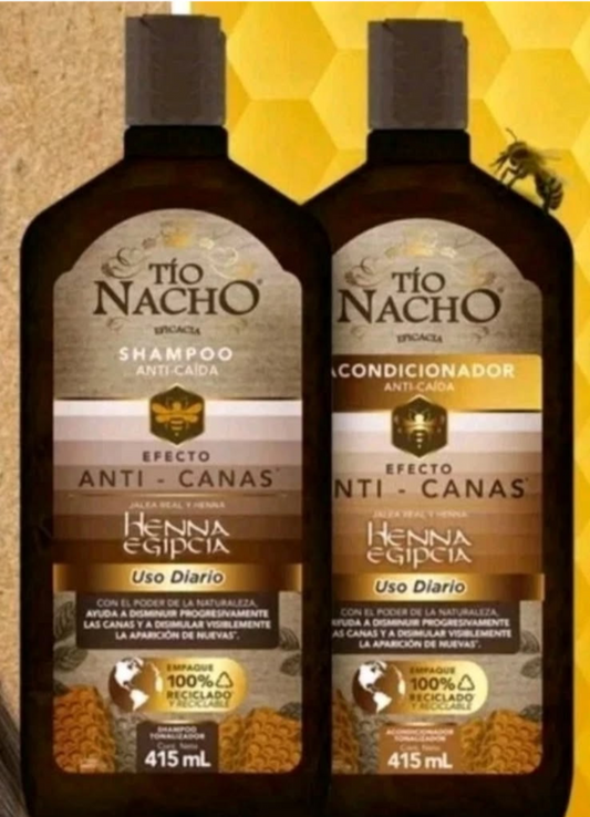 Tio Nacho Shampoo & Conditioner ( Acondicionador ) Anti Canas - Producto Original Mexicano - 415ml Cada Frasco - Envio Gratis