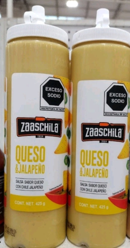2X ZAASCHILA QUESO & JALAPENO SALSA - 2 BIG BOTTLES 15oz EACH - FREE SHIPPING