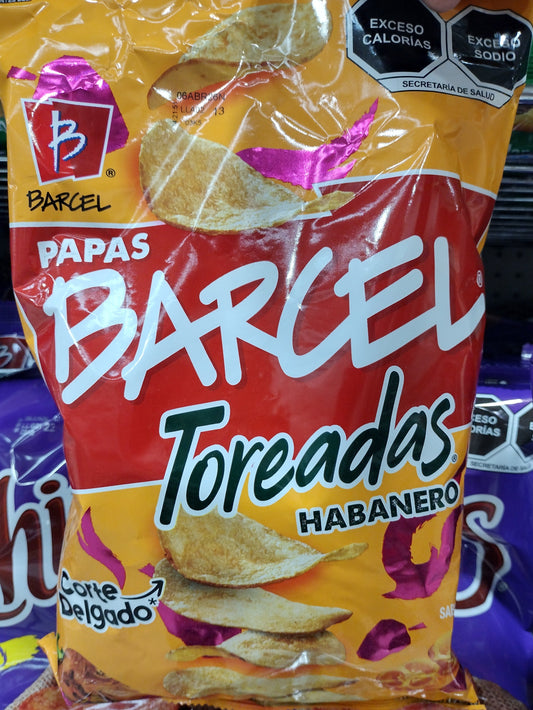 BARCEL HABANERO TOREADAS PAPAS FRITAS / MEXICAN POTATO CHIPS WITH HOT HABANERO - 2 BIG BAGS OF 170g EACH - FREE SHIPPING