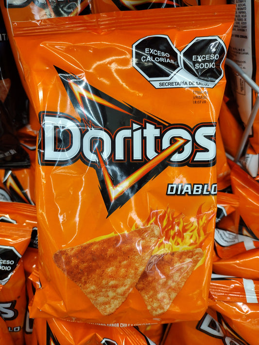 5X DORITOS DIABLO  MEXICAN CHIPS PAPAS MEXICANAS - 5 BAGS OF 50g EACH - FREE SHIPPING