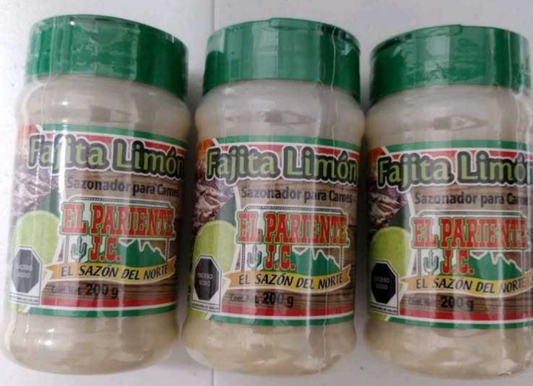 EL PARIENTE FAJITA LIMON SAZONADOR MEXICANO PARA CARNE / MEXICAN BEEF FAJITA LIME SEASONING - 3 FRASCOS DE 7oz CADA UNO - FREE SHIPPING